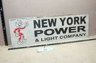 Rare York Power Light Company Reddy Kilowatt Painted Metal Sign Gas Oil