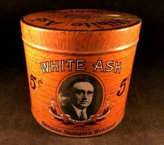 Vintage White Ash Cigars Tobacco Tin Very Rare Old Advertising Can