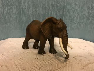 Schleich Brown Elephant Trunk Down W/ Tusk Figure Figurine 0 - 73527 Rare