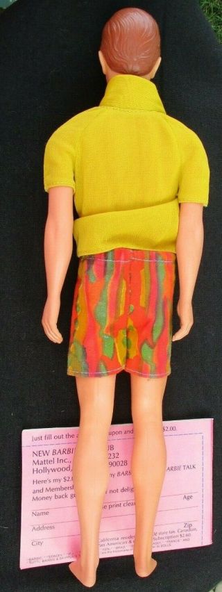 EXC,  Vintage Mod Ken Doll 1970 Bend able Legs in ORG Outfit,  Fashion Booklet 3