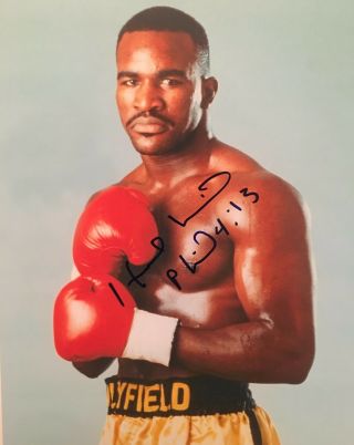 Evander Holyfield Signed Autographed 8x10 Photo W/ Boxing Champ Rare