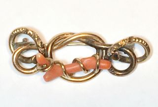 Fine Antique Victorian Gold Filled Branch Coral Pin Brooch