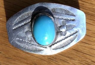 Sterling Silver And Turquoise Brooch Antique American Jewelry 1940