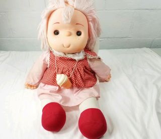 Vintage 1980’s Ice Cream Doll With Cone Necklace Large 24” J Shin Co Hong Kong