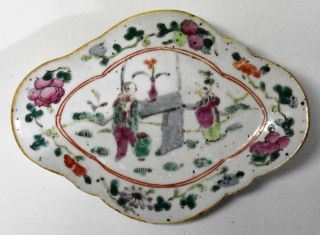 Antique Chinese Porcelain Footed Compote Plate 18th C Famille Rose