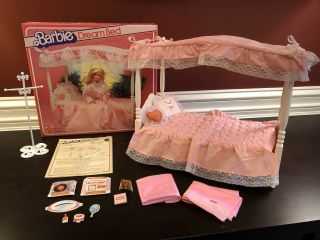 Vintage 1982 Barbie Dream Bed Pink Canopy Mattel W/ Box