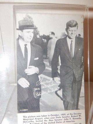 Robert W.  Mccarthy Election Postcard W/ John F.  Kennedy Vintage Very Rare