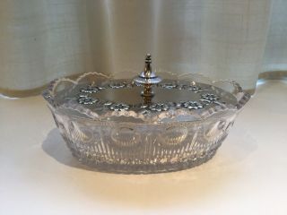 Lovely Antique Victorian Silver Plated And Glass Butter Dish