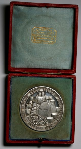 Uk 1909 British Dairy Farmers Prize Medal 1909 By Restall Sterling Silver Rare