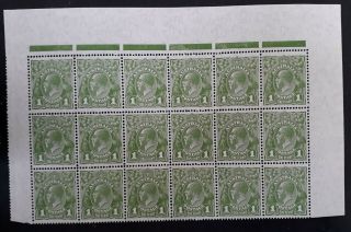 Rare 1931 Australia Blk 18x1d Green Kgv Stamps Mccofa Wmk Variety Scratch