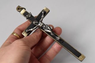 ⭐ antique crucifix,  religious cross,  Christ - silvered metal,  pendant ⭐ 3