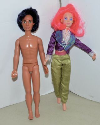 Jem Dolls Vintage Kimber,  Rio Boy 1986 Holograms Pink Purple Hair Vintage