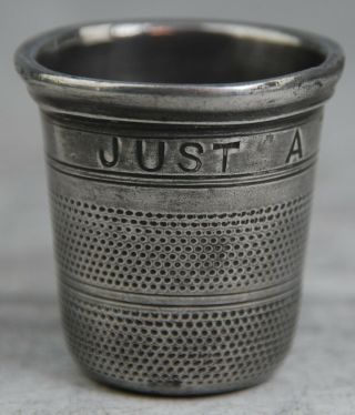Fine Vintage Pewter “just A Thimble Full” Spirit Measure Cup Jigger