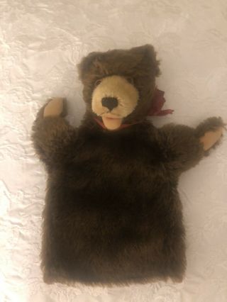 Vintage Steiff Teddy Baby Hand Puppet With Ear Button VGC 1950 - 60 2