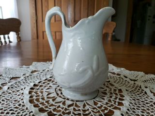 1863 Antique J.  Wedgwood Corn And Oats Embossed Ironstone Creamer Pitcher 6.  5 " T