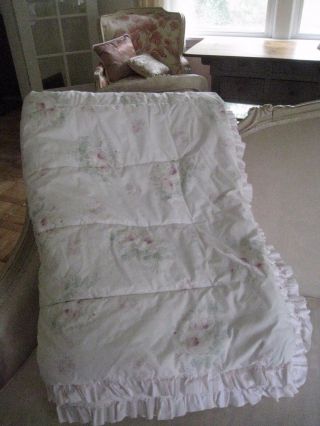 Rare Simply Shabby Chic Kids Pink Roses With Ruffled Twin Comforter 203
