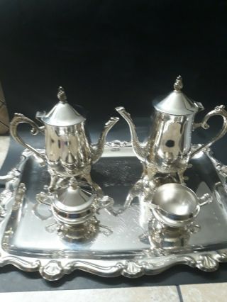 Davco Silver Plate 5 Piece Tea/ Coffee Set With Silverplated Tray
