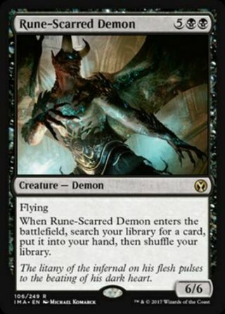 Mtg - Rune - Scarred Demon,  Iconic Master Rare,  Nm/m