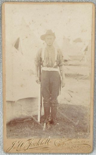 Cdv Soldier Rifle Boer War Australia Antique Photo Victorian Aldershot Military