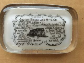 Rare Groton Bridge & Manufacturing Co Glass Advertising Paperweight - 1882