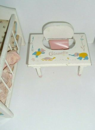 Vintage Vogue Ginnette doll crib and baby chair strombecker wood 3
