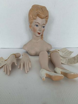 Vintage Madam Du Barry Porcelain Bisque Doll Head,  Shoulders,  Hands And Legs