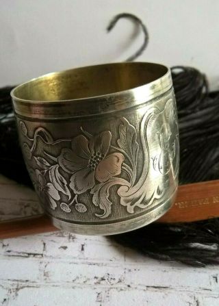 Antique Art Nouveau Ornate Floral French Silver Napkin Ring By Gustave Veyrat