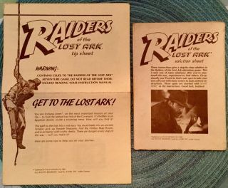 1982 Atari Raiders Of The Lost Ark Tip Sheet,  Solution Sheet Rare Mail Away