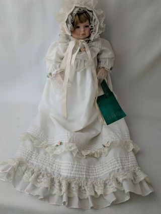 Vintage Towle Christening Baby Doll Kathryn Porcelain Doll Gown W/ Tags