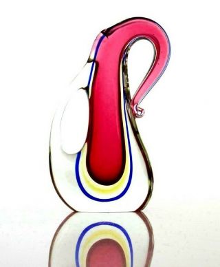 Rare Xl Murano Sommerso Submerged Art Glass Sculptured Freeform Vase