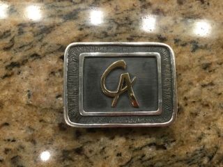 Rare Vintage Sterling Silver & 14k Gold Cowboy Artists Of America Buckle