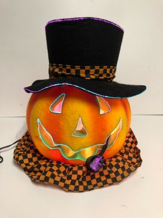 Rare Top Hat & Pipe Jack O Lantern Fiber Optic Pumpkin Halloween Target 2003
