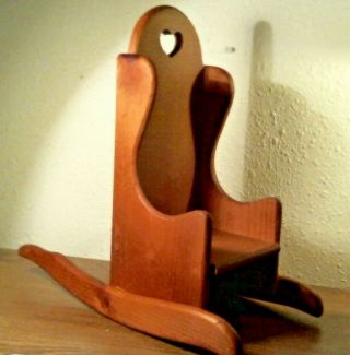 Vintage Hand Made Solid Oak Doll Or Teddy Bear Rocking Chair 14 " X 14 " X7 "