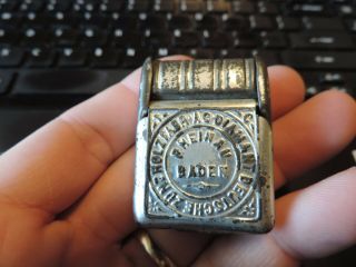 Antique Vintage German Mailbox Tin Match Safe Rheinau Baden (bathing)