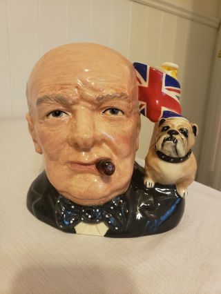 Royal Doulton Winston Churchill Toby Mug - Jug With Label - Rare