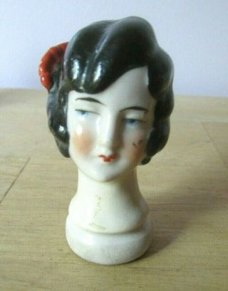 Art Deco German Porcelain Half Doll Head - Vintage 3