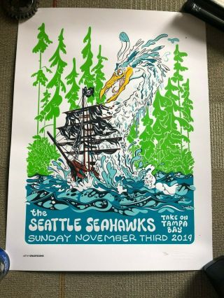 Seattle Seahawks 5th Gameday Poster 11/3/19 Ames Bros Knartoons Rare - 116/270