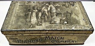 Rare C1880 Black Americana The Diamond Match Co.  Tin Box Black Family On Top Nr