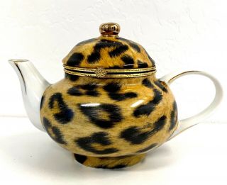 Antique Reflections I Godinger & Co Teapot Leopard Print Hinged Lid 2 Cup