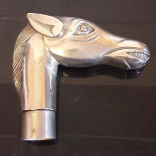 Vintage Brass Horse Head Walking Stick Cane Handle / Topper