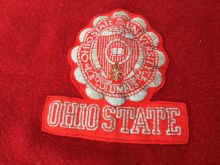 RARE LARGE SIZE 1950 ' s PENDLETON OHIO STATE THICK WOOL w/PATCH FOOTBALL BLANKET 2