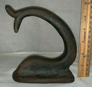 Antique Unusual Whale Tail Cast Sad Iron Vintage Laundry Rare Figural Form Early