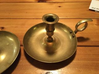 Vintage Antique Brass Traveling Nautical Candleholders With Handles 6” Across 3