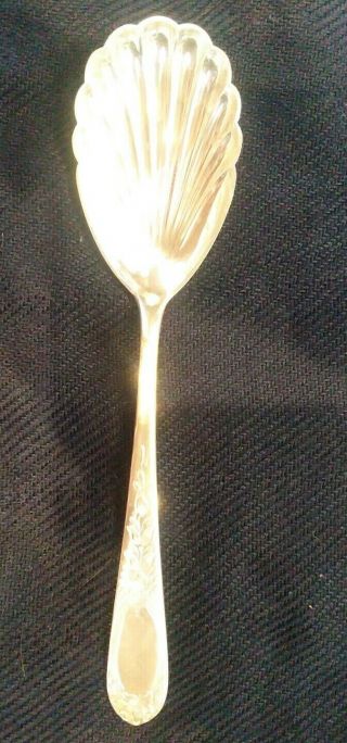 Old Antique Fine Sterling Silver Kirk & Son Repousse Scalloped Silverware Spoon