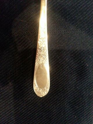 Old Antique Fine Sterling Silver Kirk & Son Repousse Scalloped Silverware Spoon 3