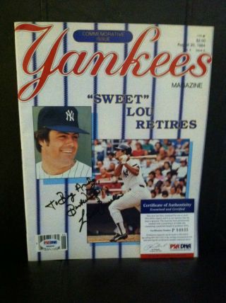 Rare Lou Piniella Retires Signed Ny Yankees Program Psa Dna Auto