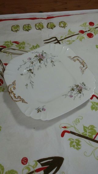 Antique L Sazerat Limoges Porcelain Square Serving Plate/tray Gold Floral