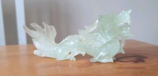 Very Fine Stunning Chinese Hand Carved Jade Dragon Figure Small Chip