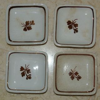 4 Antique Royal Ironstone China Alfred Meakin England Tea Leaf Butter Pats