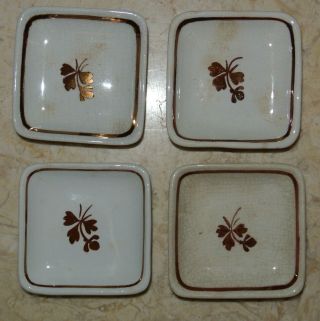 4 ANTIQUE ROYAL IRONSTONE CHINA ALFRED MEAKIN ENGLAND TEA LEAF BUTTER PATS 2